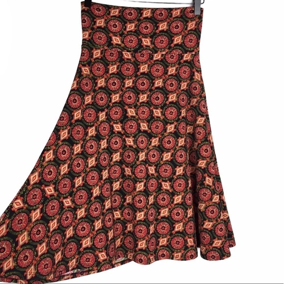 LULAROE Azure Skirt Knee Length Southwestern Windmill Flowy Stretchy Size XS NWT - Picture 3 of 13